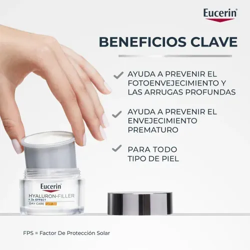 Eucerin Hyaluron-Filler + 3X Effect Crema Antiarrugas De Día Fps 30 Refill 50 Ml